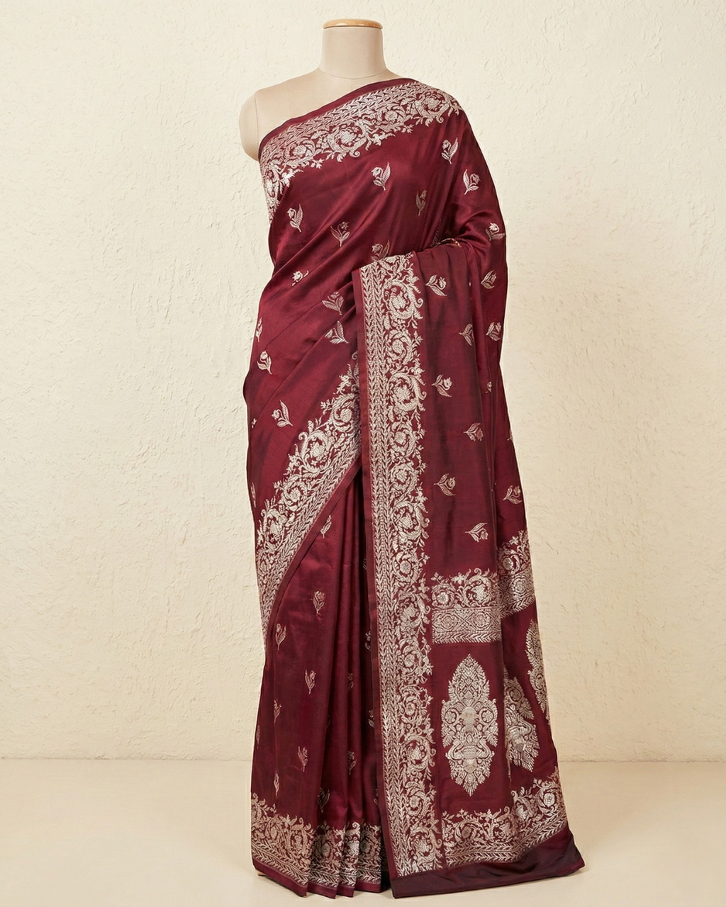 Red Banarasi Mashru Katan Silk Saree