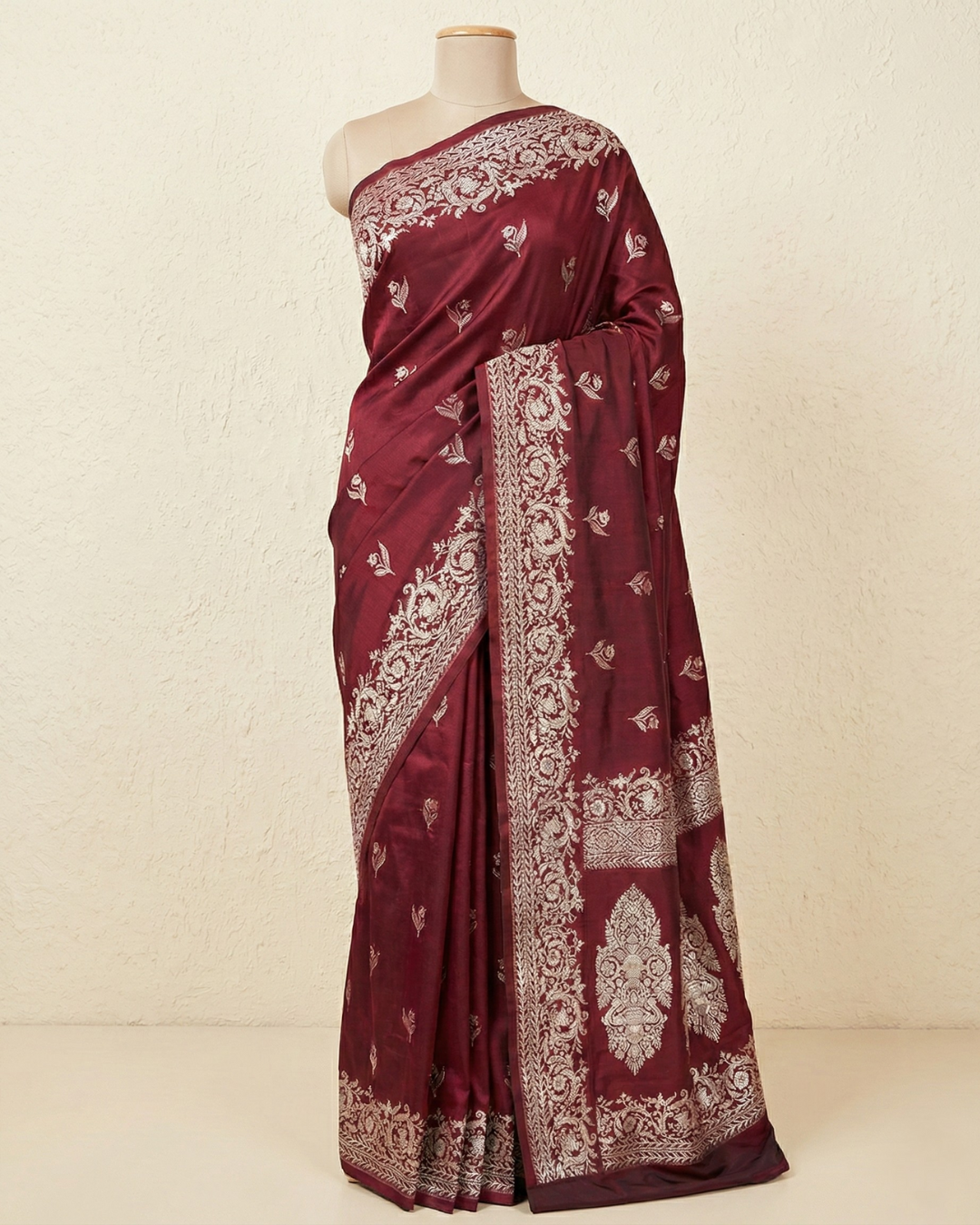 Red Banarasi Mashru Katan Silk Saree