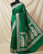 Emerald Green Banarasi Mashru Katan Silk Saree