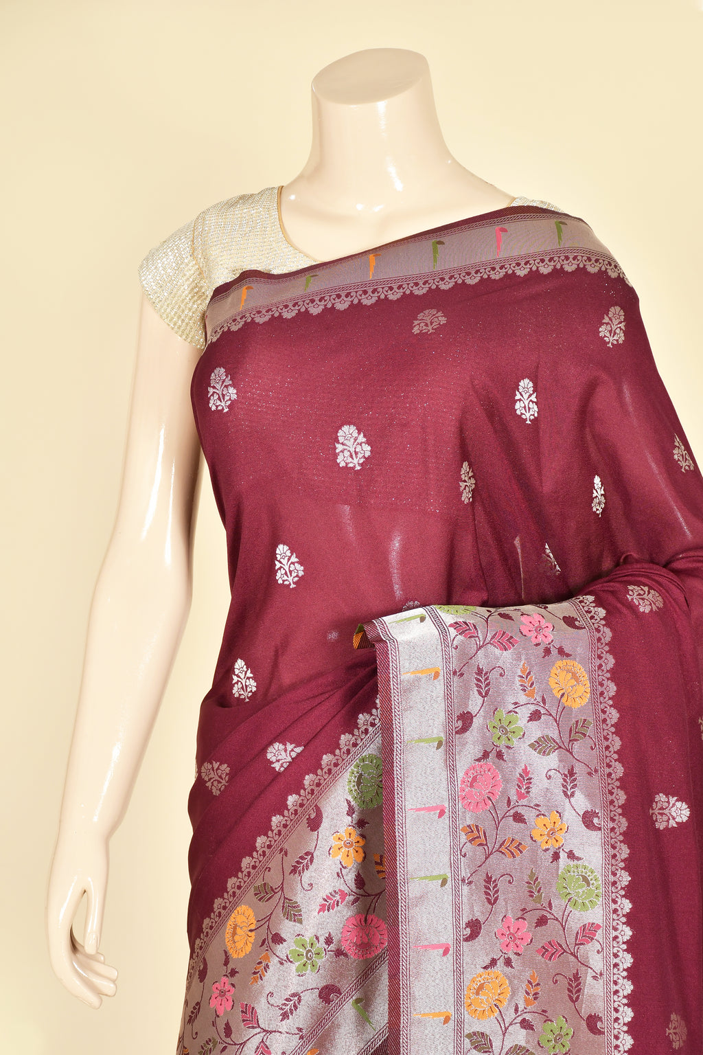 Red Banarasi Organza Silk Saree
