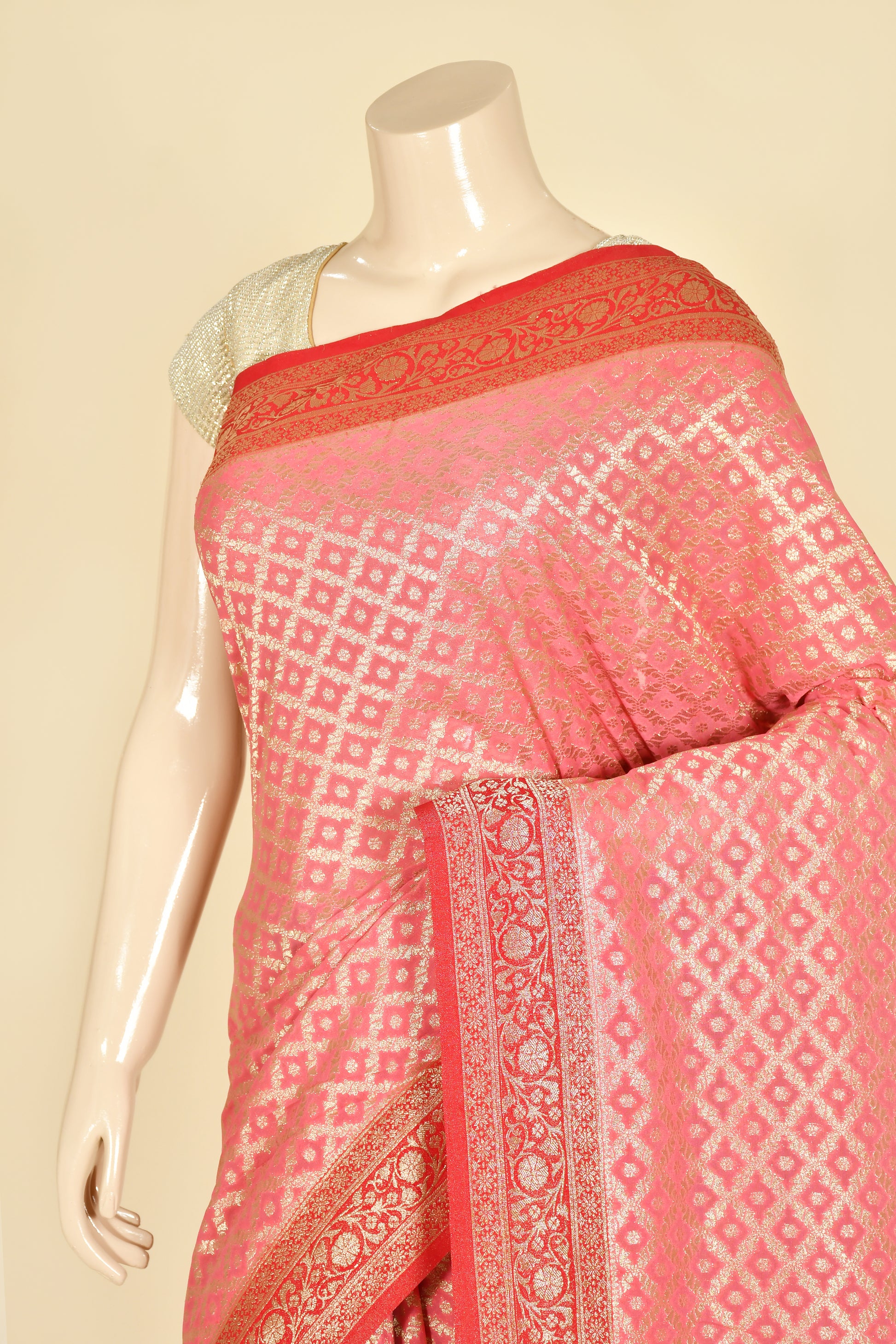 Red Banarasi Satin Silk Saree