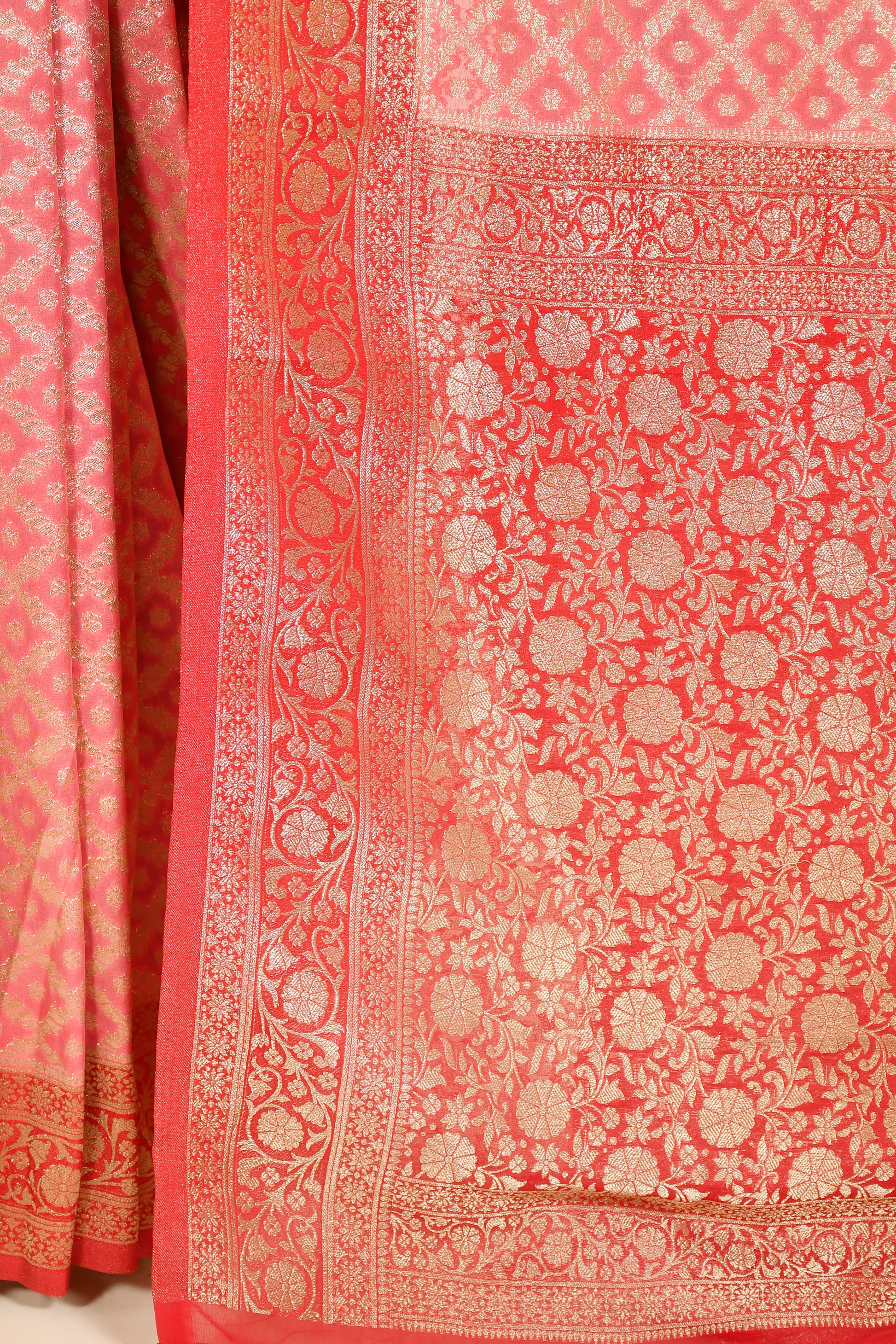 Red Banarasi Satin Silk Saree