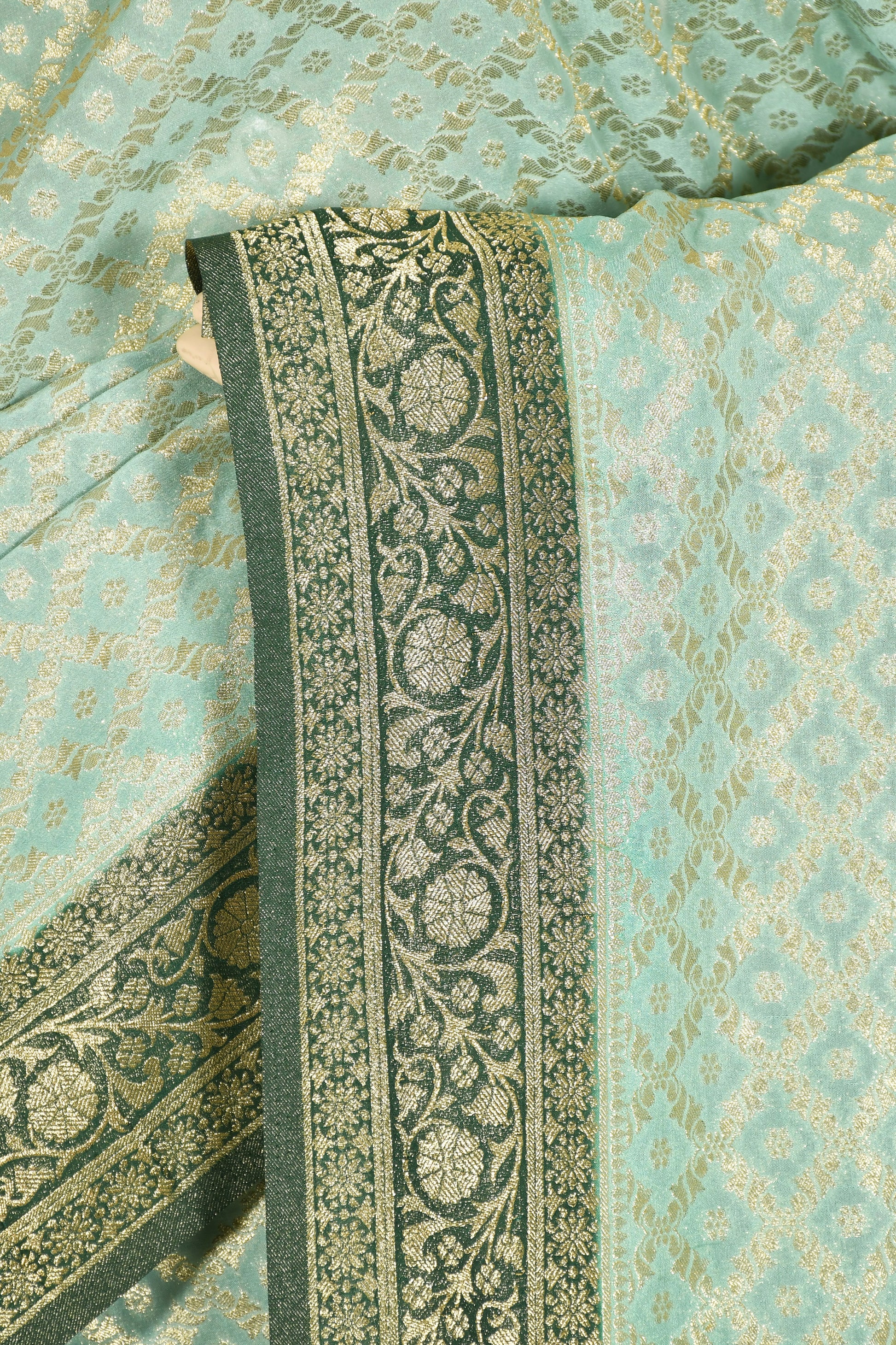 Mint Green Banarasi Mango Silk Saree