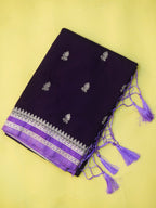Purple Soft Silk Banarasi Saree with Silver Buti Work