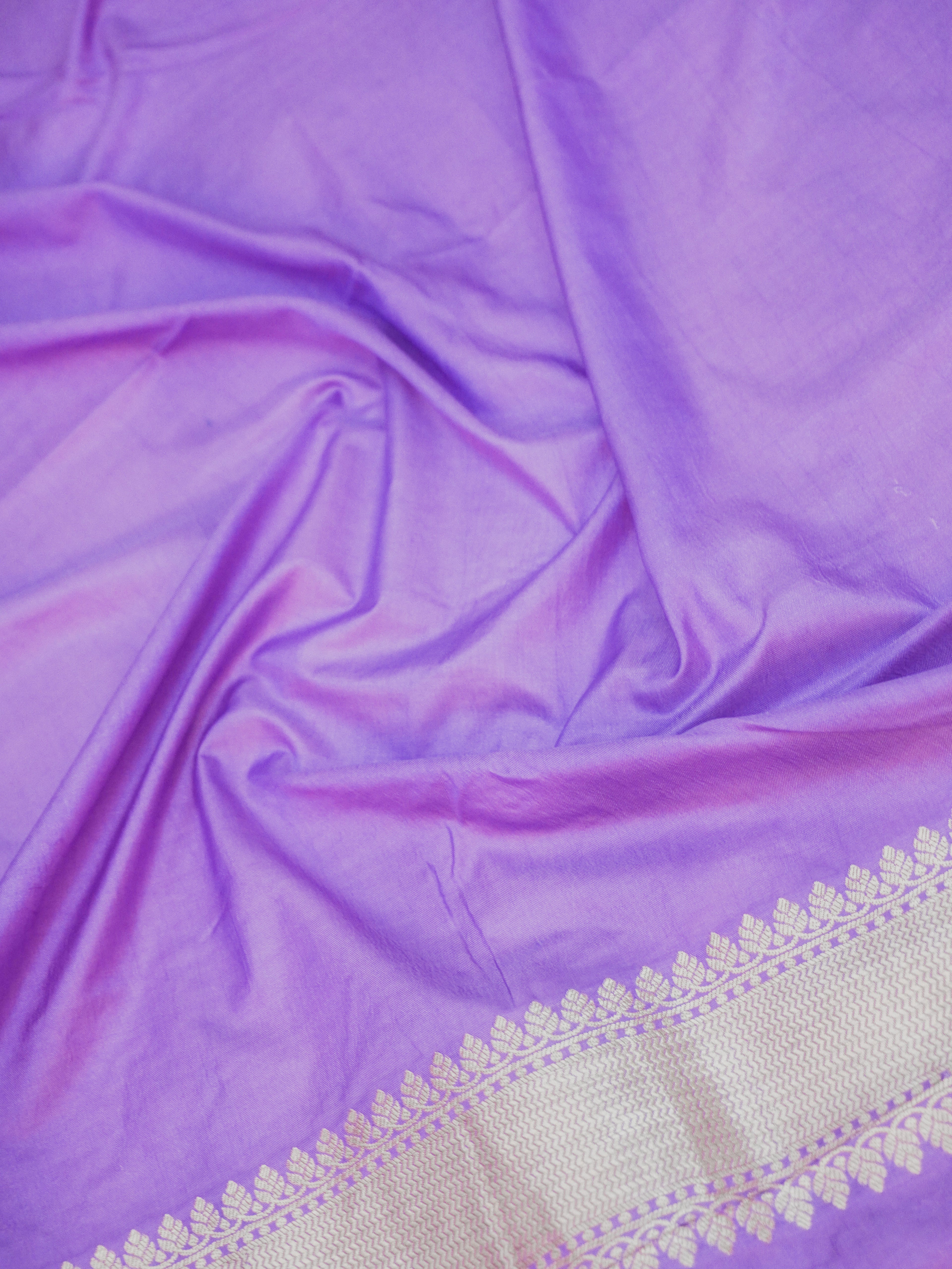 Purple Soft Silk Banarasi Saree with Silver Buti Work