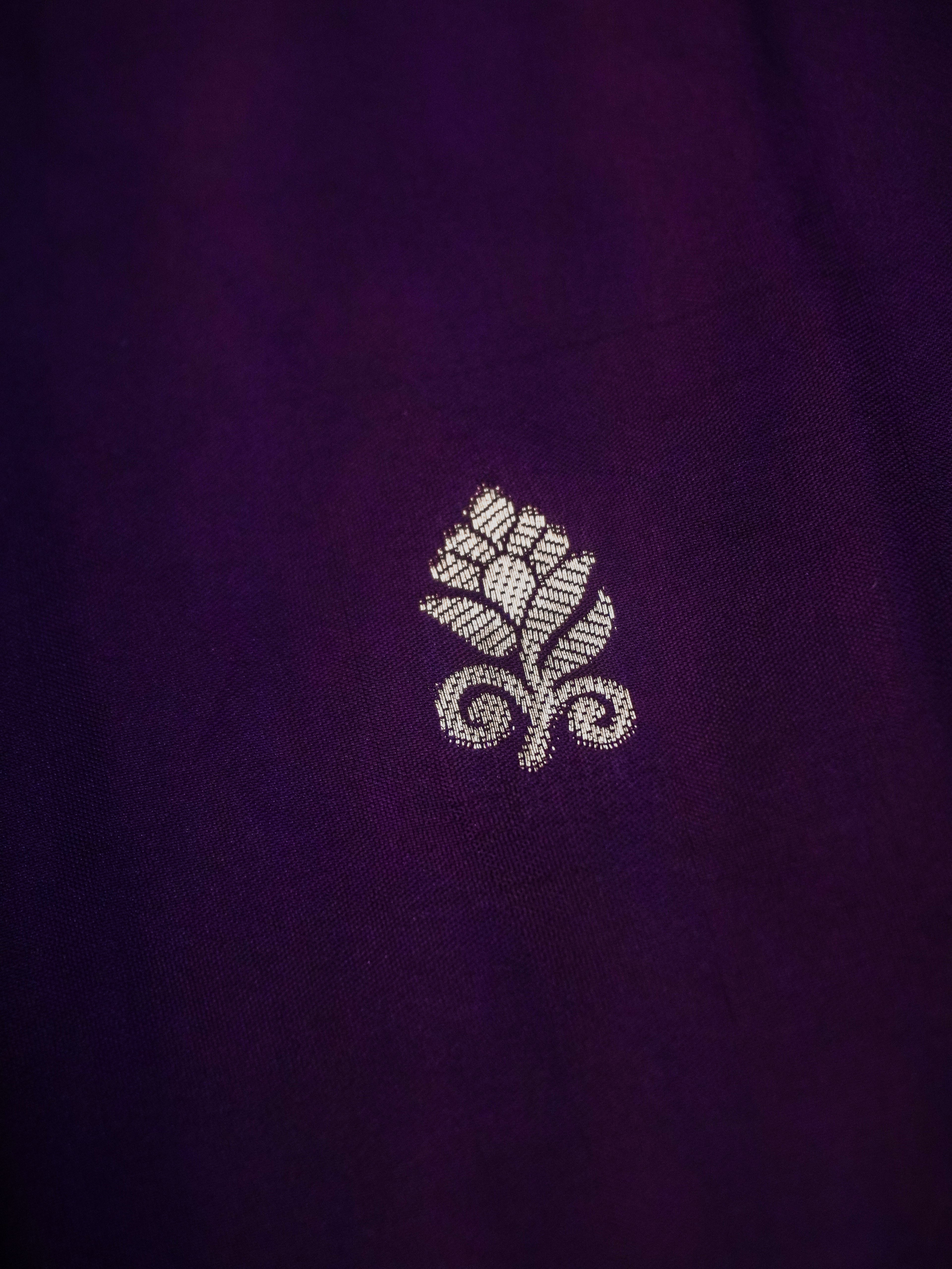 Purple Soft Silk Banarasi Saree with Silver Buti Work