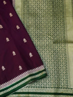 Wine Soft Silk Banarasi Saree with Silver Buti Work