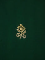 Bottle Green Soft Silk Banarasi Saree with Silver Buti Work