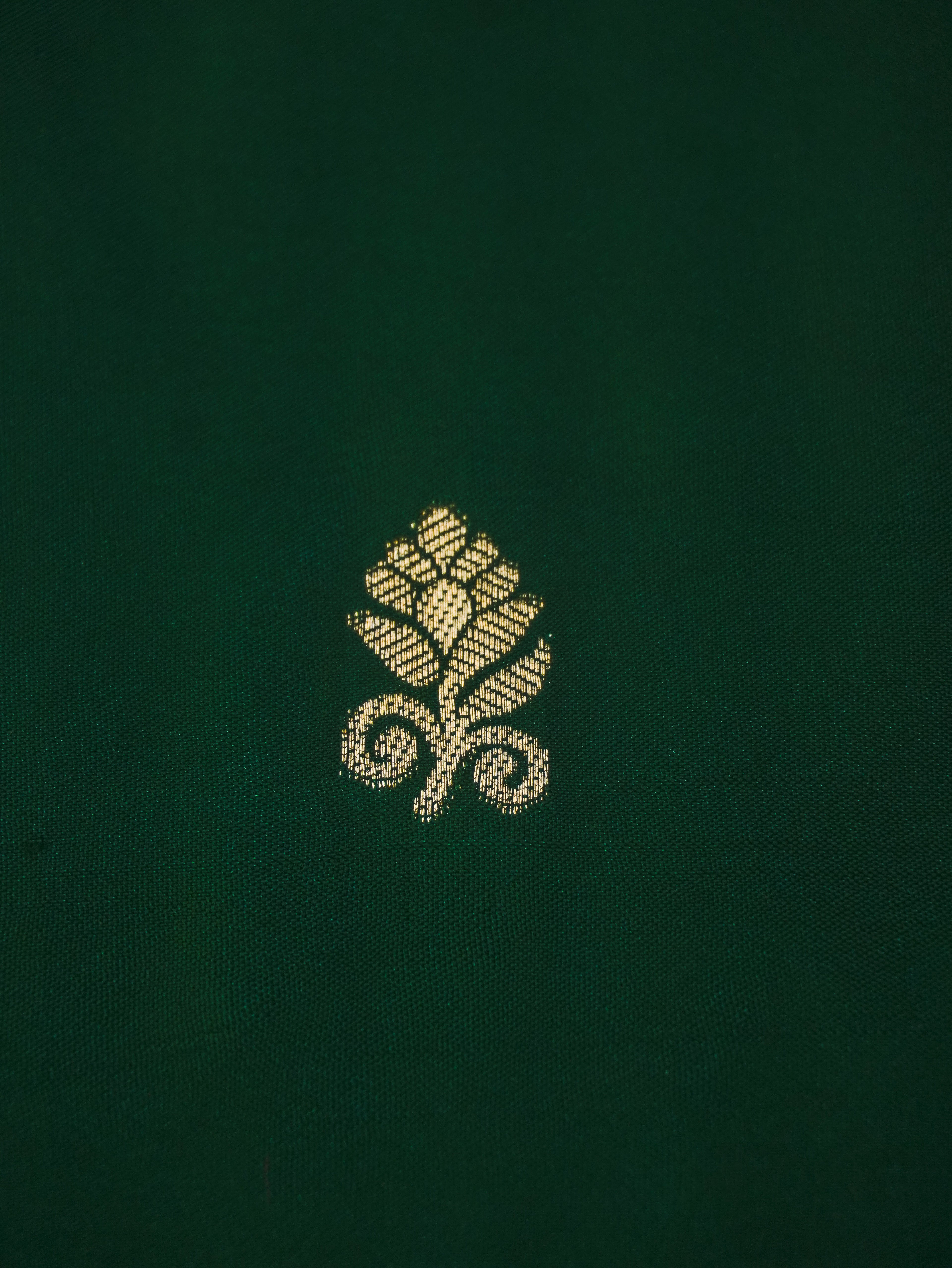 Bottle Green Soft Silk Banarasi Saree with Silver Buti Work