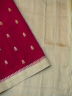 Rani Pink Soft Silk Banarasi Saree with Silver Buti Work