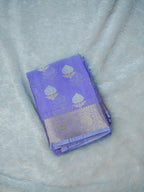 Lavender Silky Silk Banarasi Saree with Floral Zari Buti & Rich Zari Border
