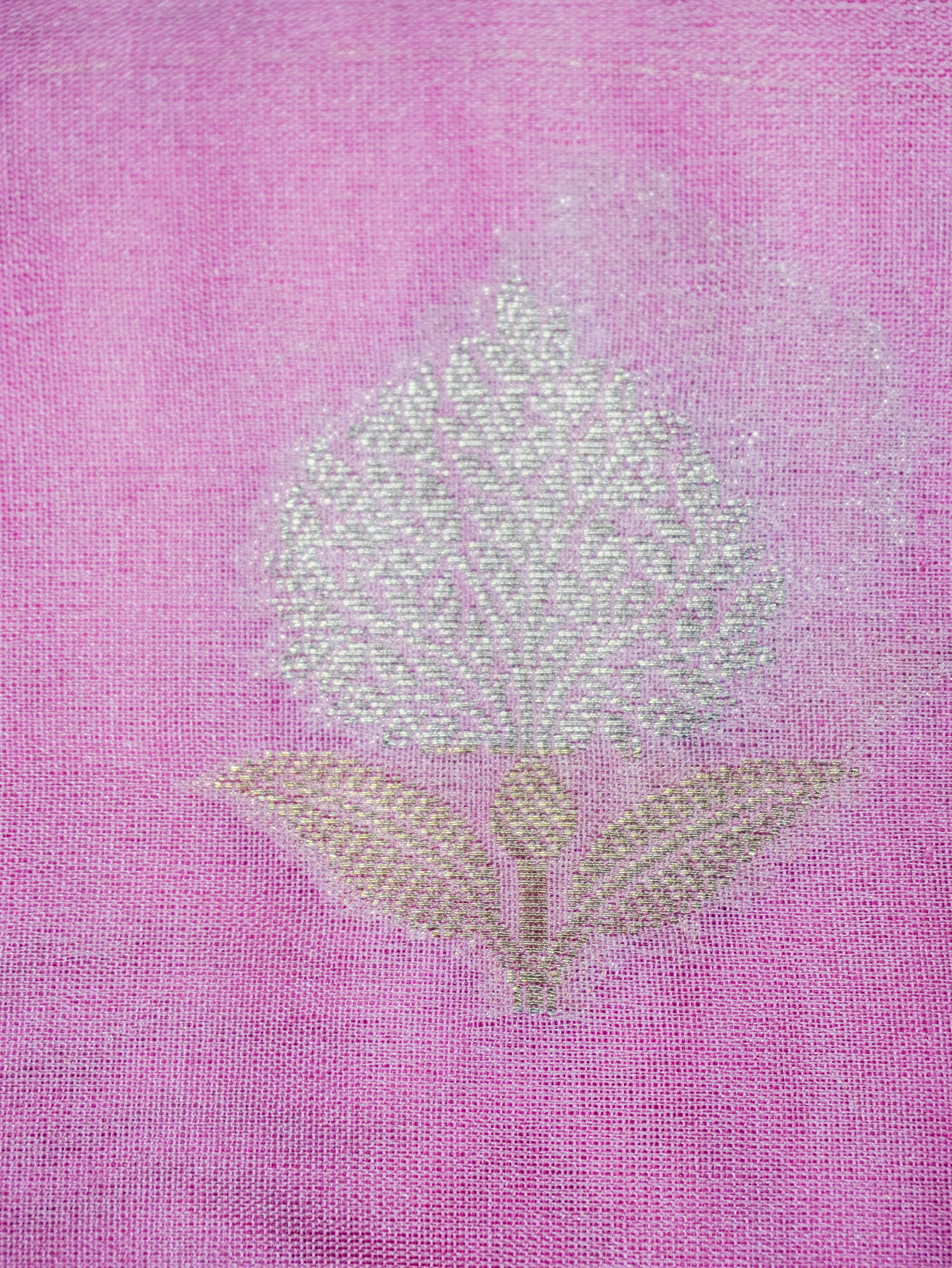 Candy Pink Silky Silk Banarasi Saree with Floral Zari Buti & Rich Zari Border