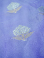Lavender Silky Silk Banarasi Saree with Floral Zari Buti & Rich Zari Border