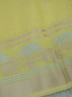 Lemon Yellow Tissue Banarasi Saree with Floral Buta & Rich Zari Border