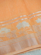 Peach Tissue Banarasi Saree with Floral Buta & Rich Zari Border