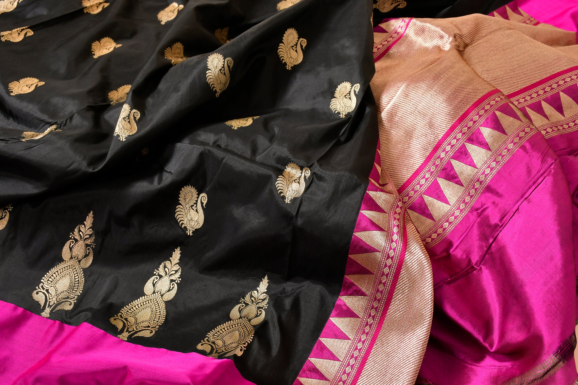Black Banarasi Handloom Katan Silk Saree