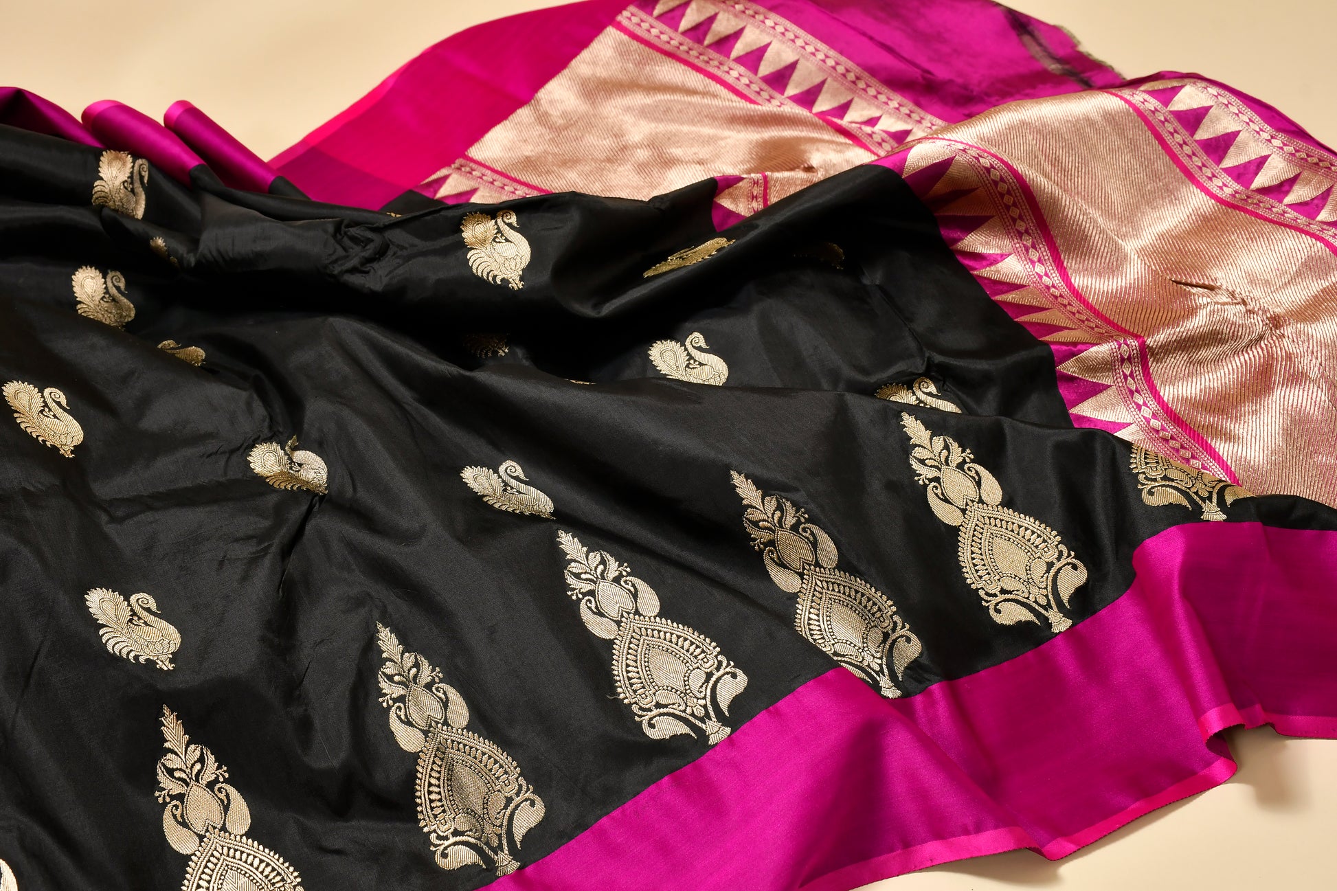 Black Banarasi Handloom Katan Silk Saree