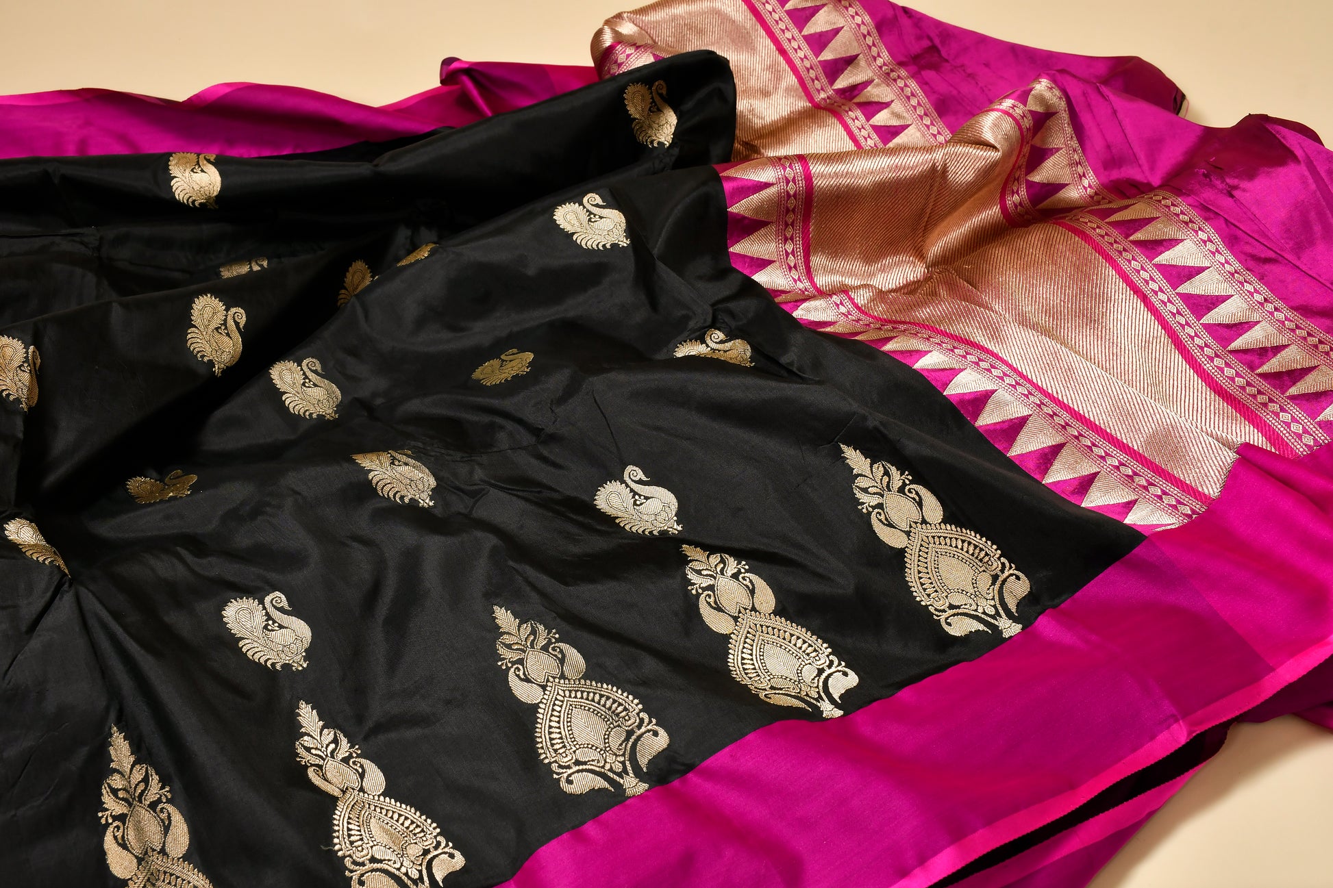 Black Banarasi Handloom Katan Silk Saree