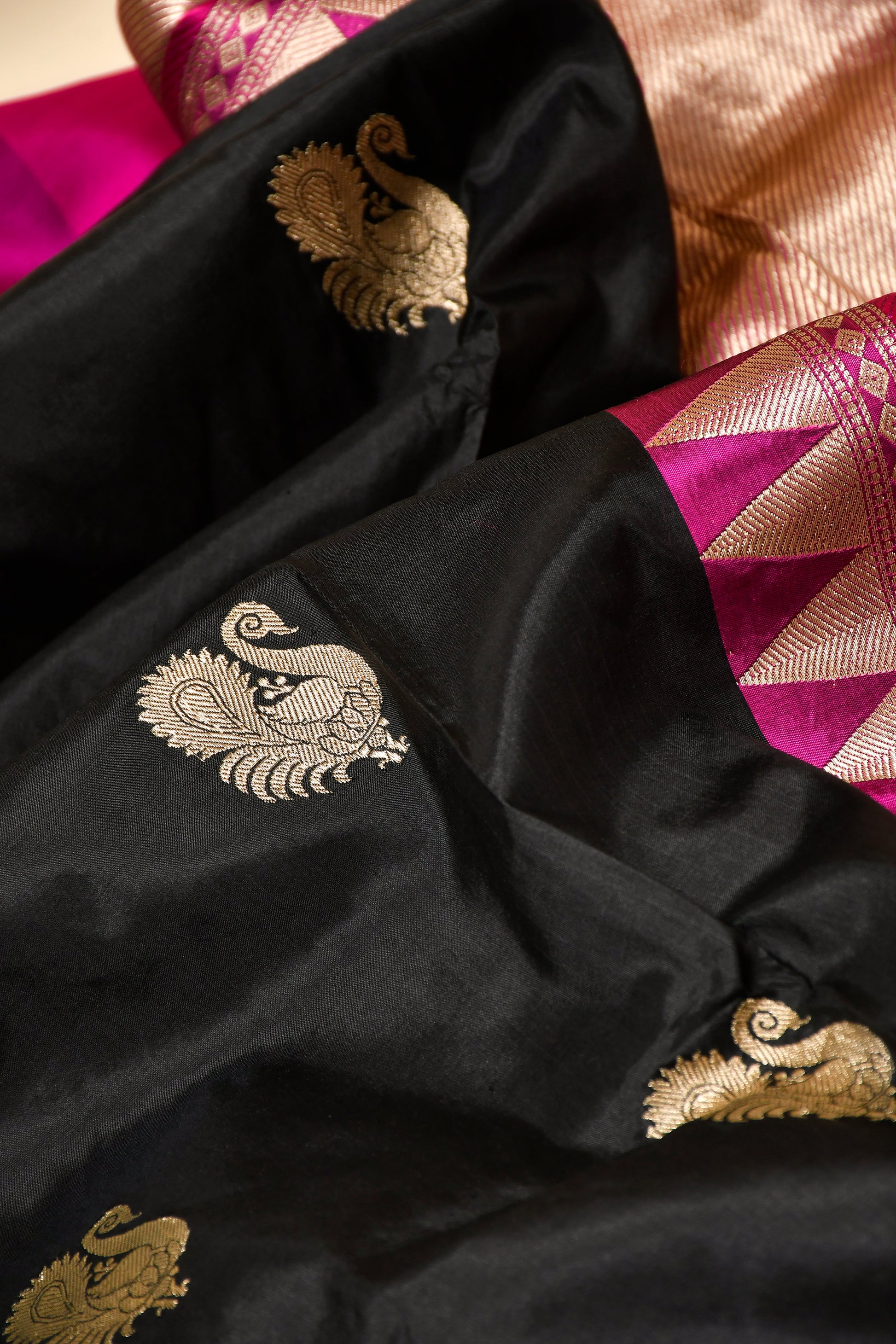 Black Banarasi Handloom Katan Silk Saree