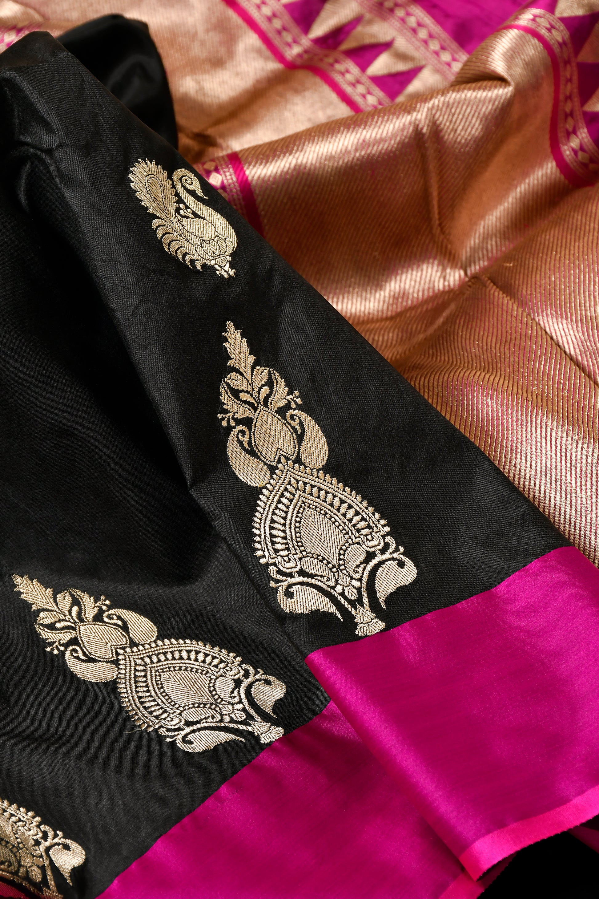 Black Banarasi Handloom Katan Silk Saree
