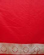 Red Art Silk Banarasi Saree with Zari Buti & Floral Jaal Border