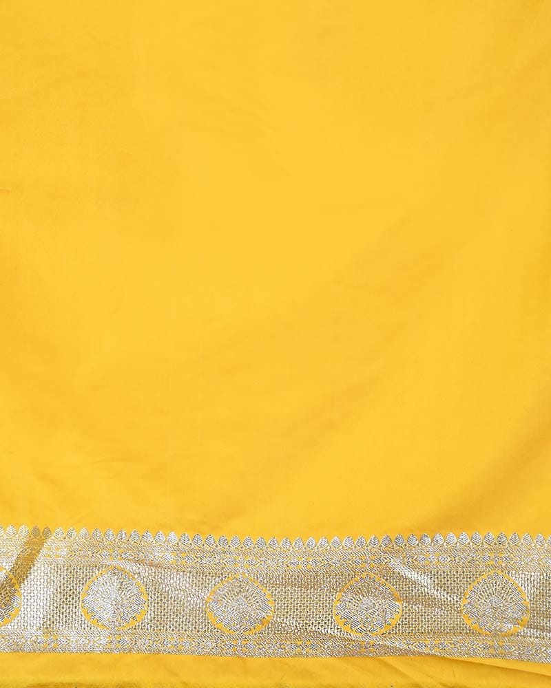 Yellow Art Silk Banarasi Saree with Zari Buti & Traditional Jaal Border