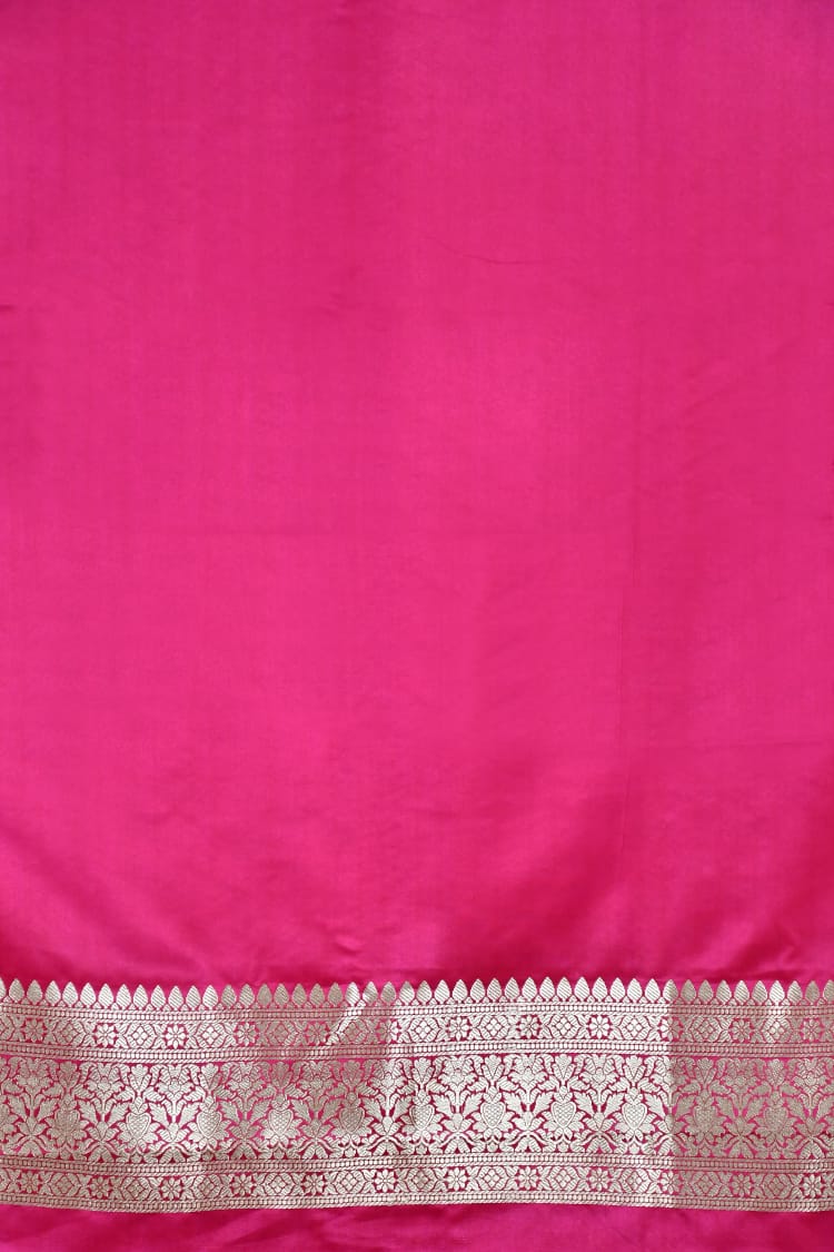 Rani Pink Art Silk Banarasi Saree with Zari Buti & Floral Jaal Border