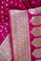 Rani Pink Art Silk Banarasi Saree with Zari Buti & Floral Jaal Border