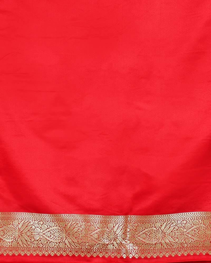 Red Art Silk Banarasi Saree with Paisley Zari Buti & Meenakari-Style Border