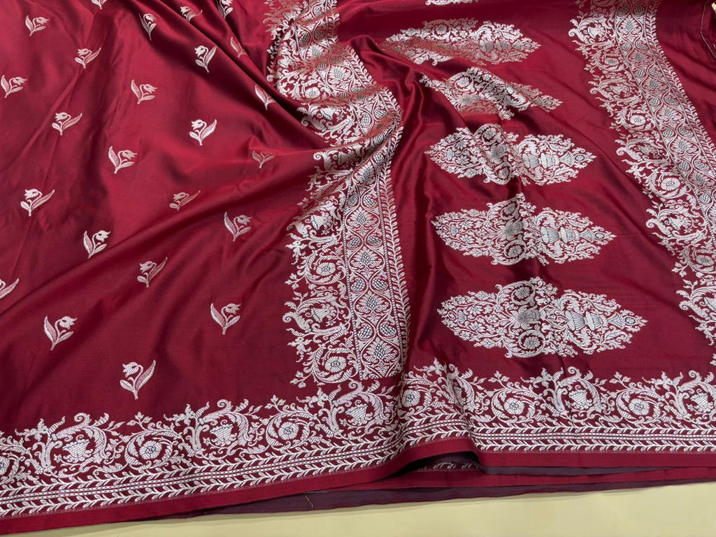 Red Banarasi Mashru Katan Silk Saree