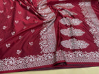 Red Banarasi Mashru Katan Silk Saree