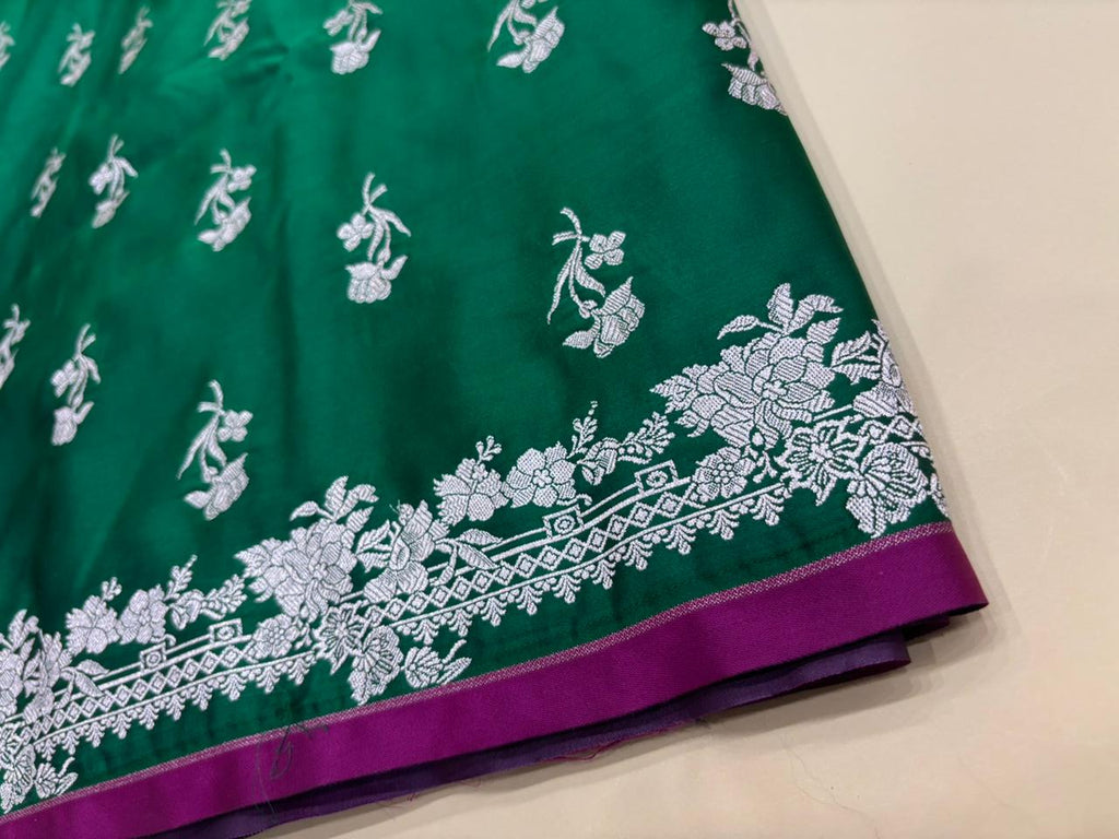 Emerald Green Banarasi Mashru Katan Silk Saree