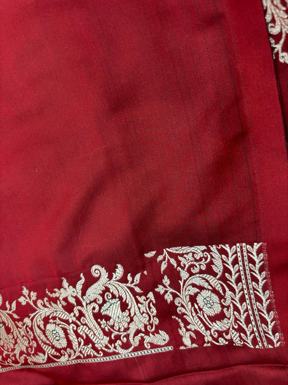 Red Banarasi Mashru Katan Silk Saree