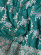 Teal Green Banarasi Georgette Alfi Meena Saree