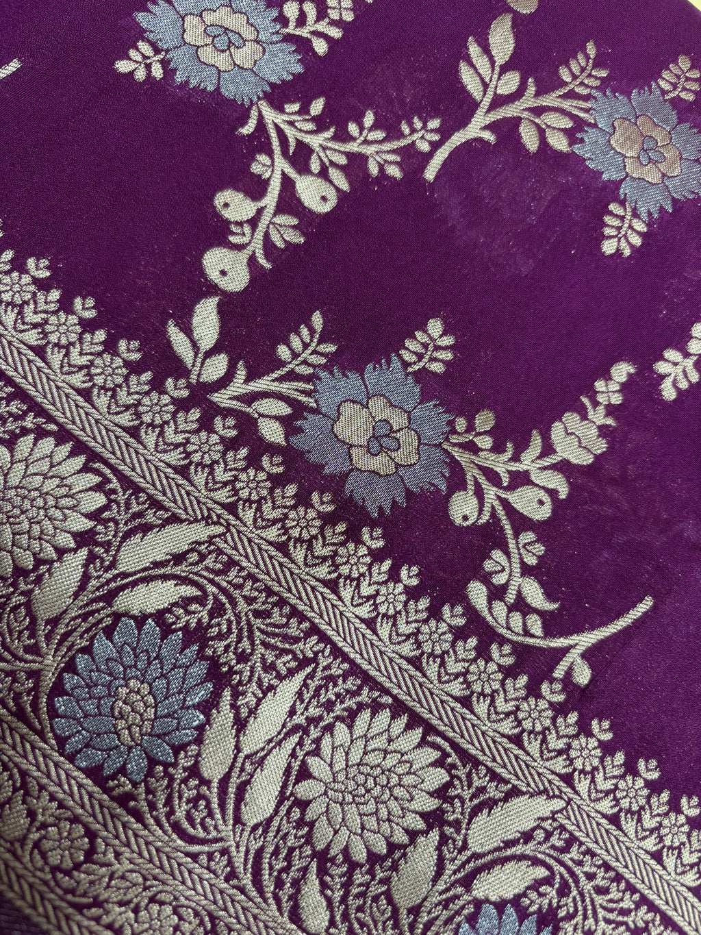 Purple Georgette Alfi Meena Saree