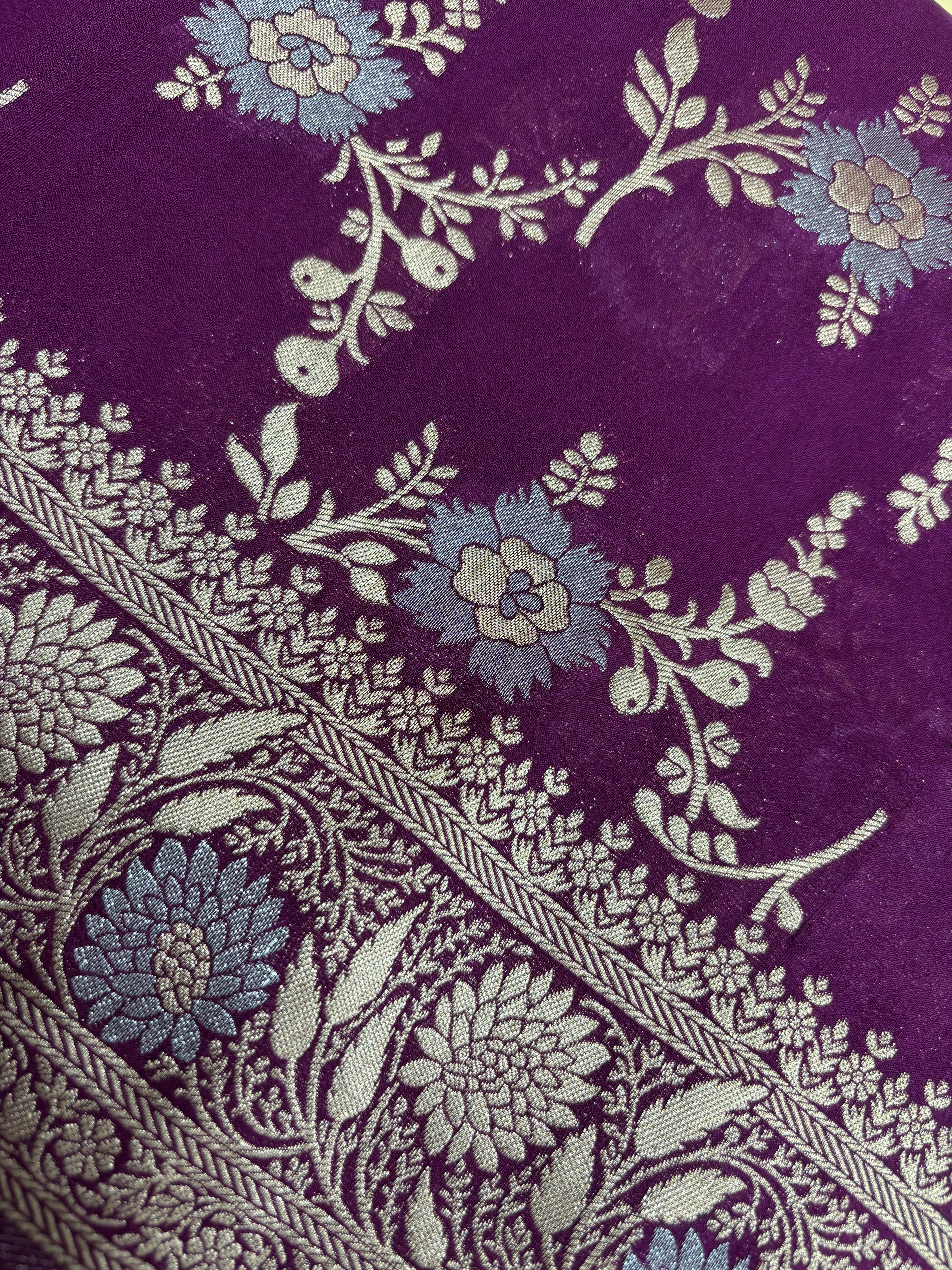 Purple Georgette Alfi Meena Saree
