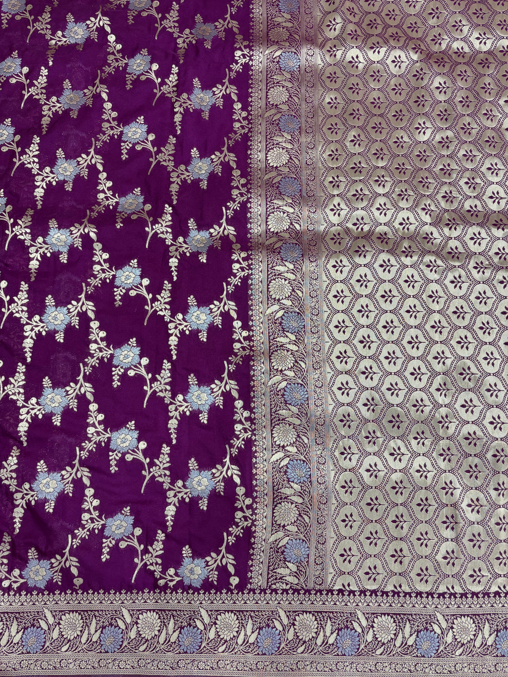 Purple Georgette Alfi Meena Saree