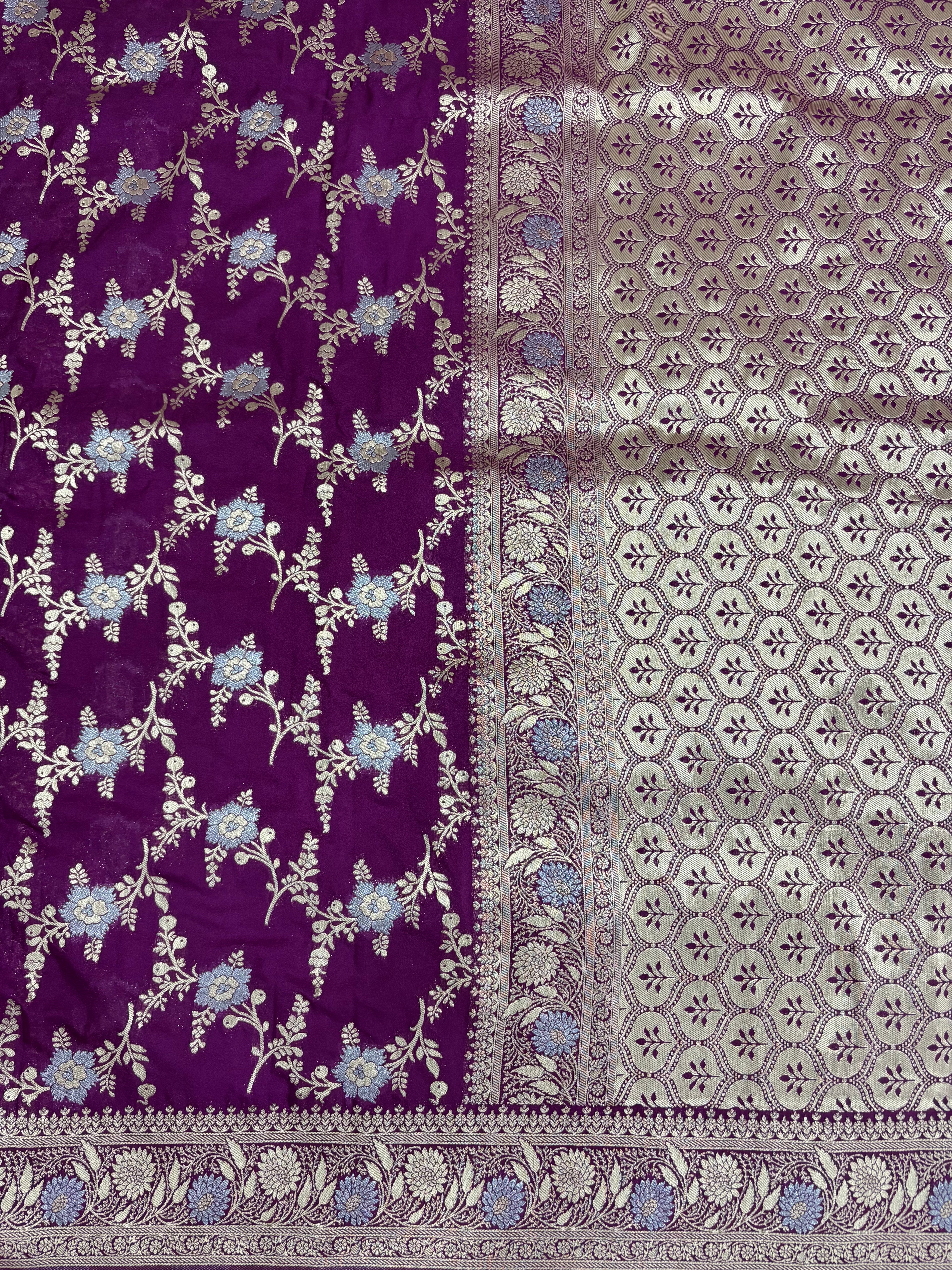 Purple Georgette Alfi Meena Saree