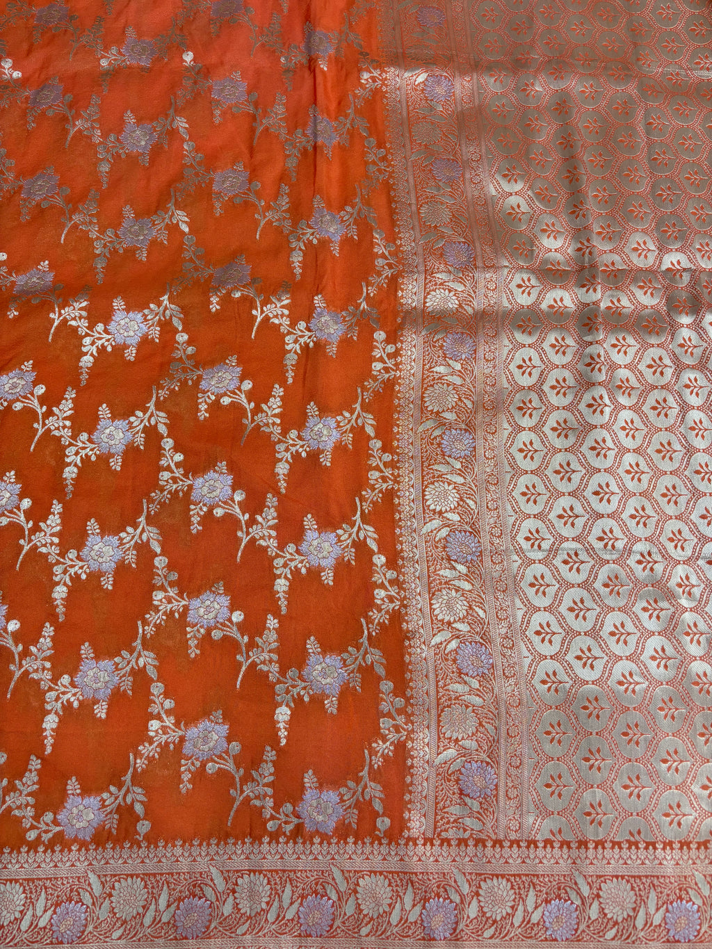Rust Orange Georgette Alfi Meena Saree