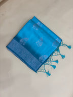 Blue Linen Khaddi Saree