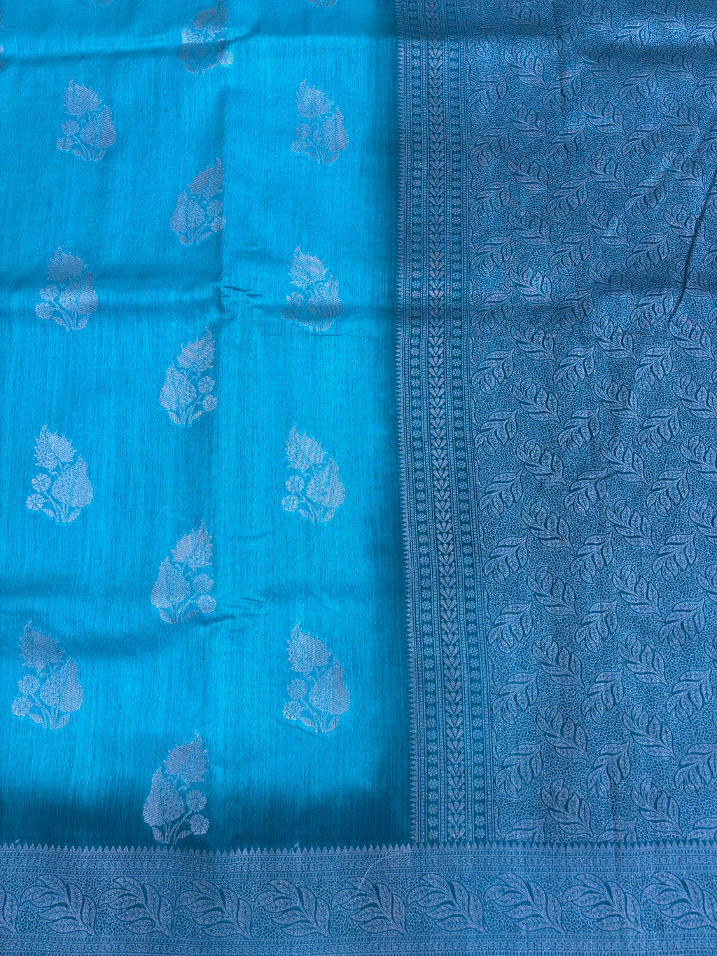 Blue Linen Khaddi Saree