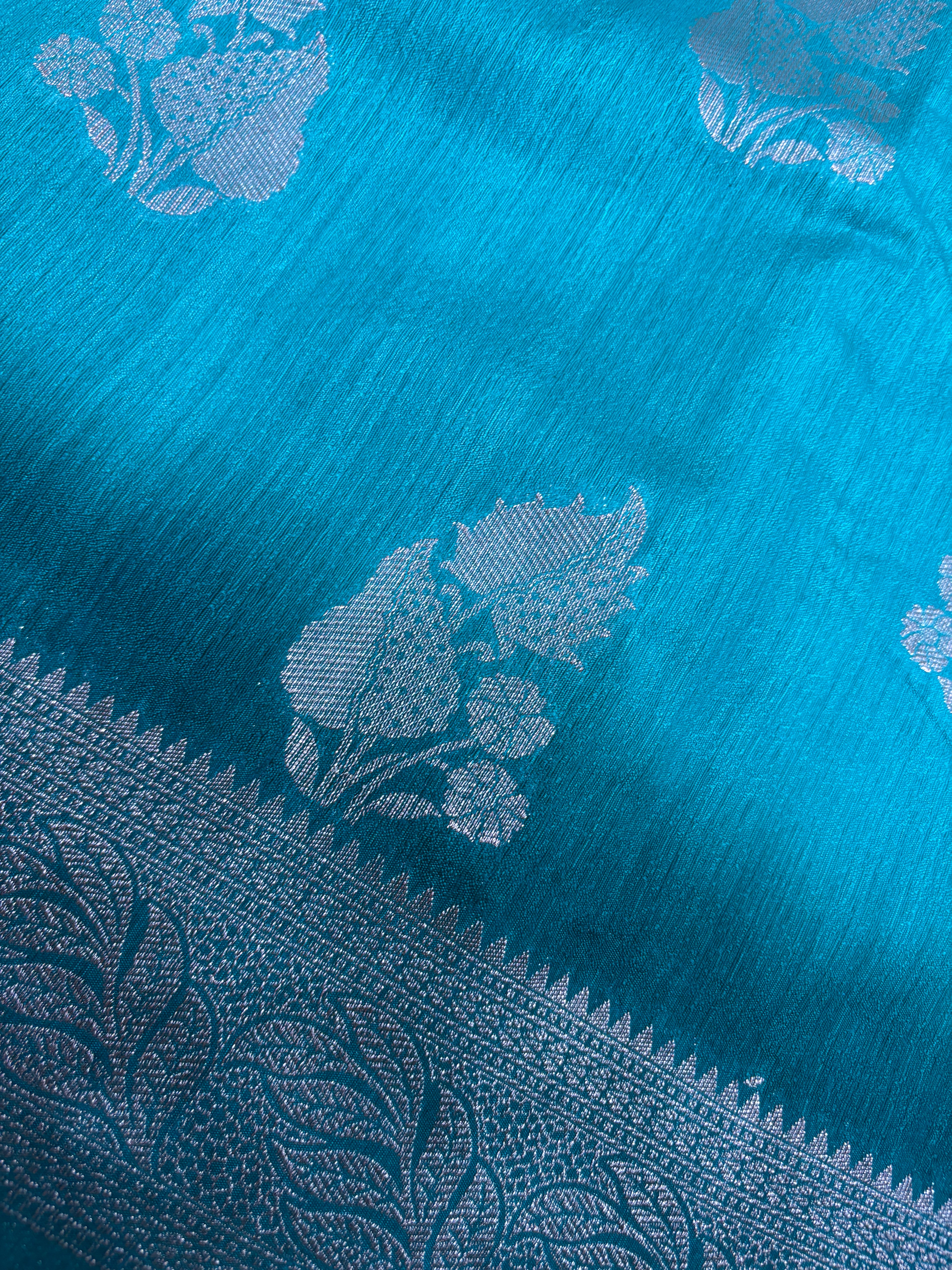 Blue Linen Khaddi Saree
