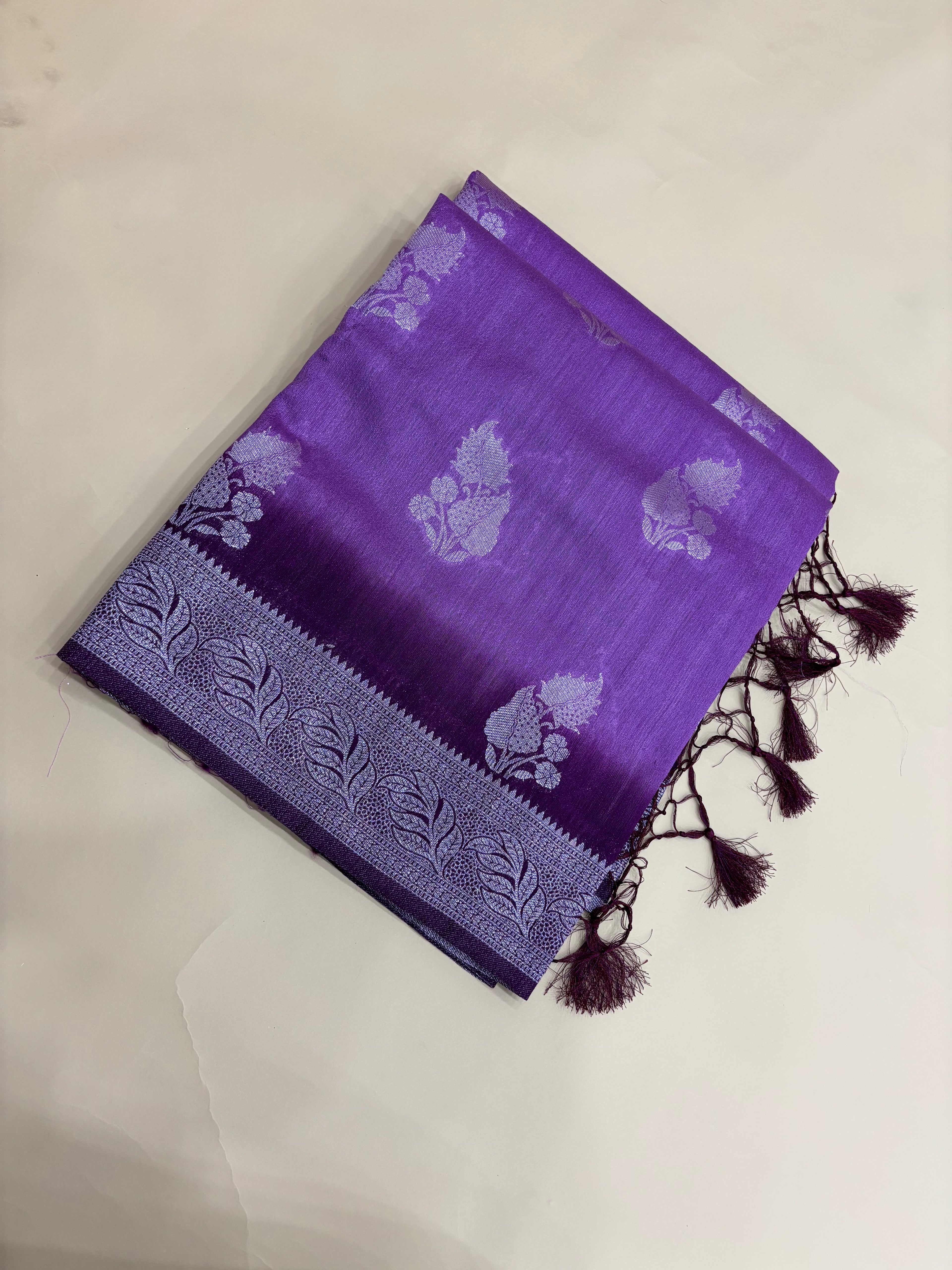 Purple Linen Khaddi Saree