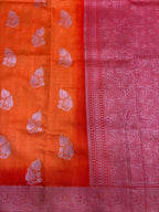 Rust Orange Linen Khaddi Saree