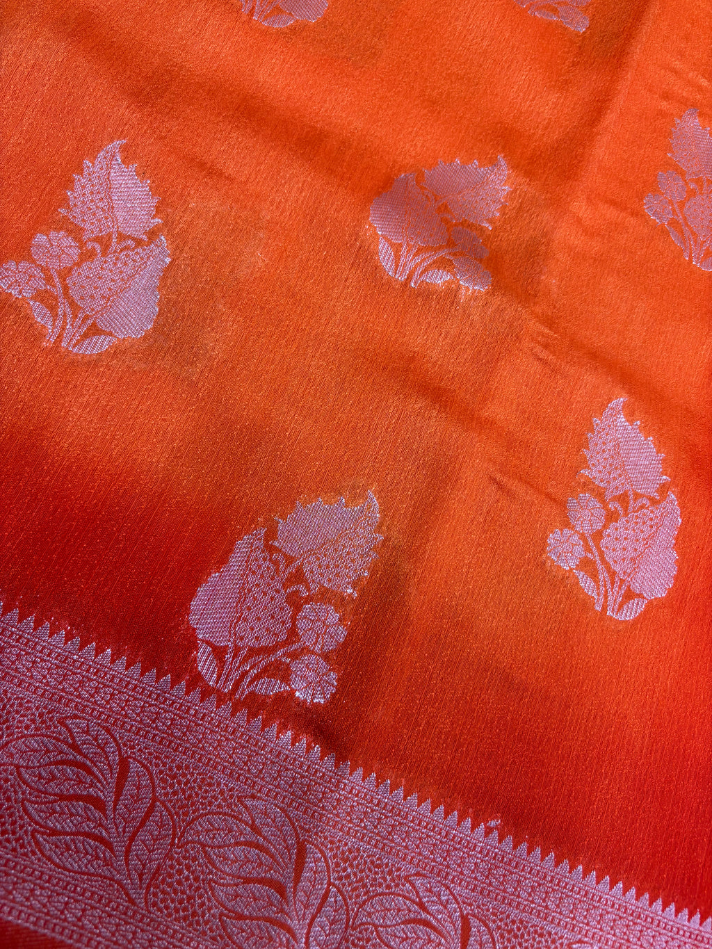 Rust Orange Linen Khaddi Saree