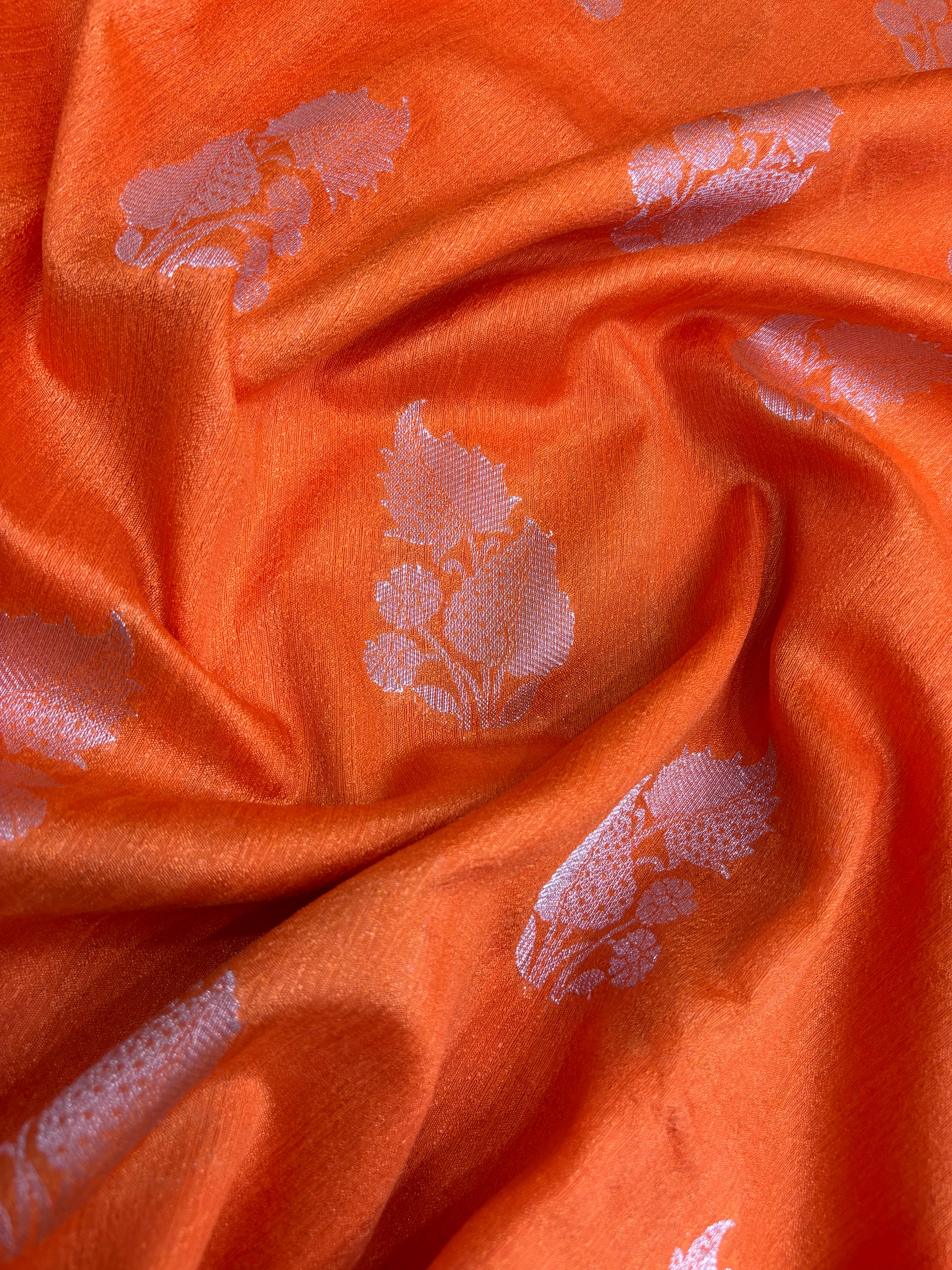 Rust Orange Linen Khaddi Saree