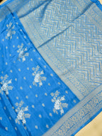 Azure Blue Banarasi Viscose Dola Silk Saree