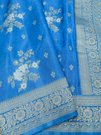 Azure Blue Banarasi Viscose Dola Silk Saree