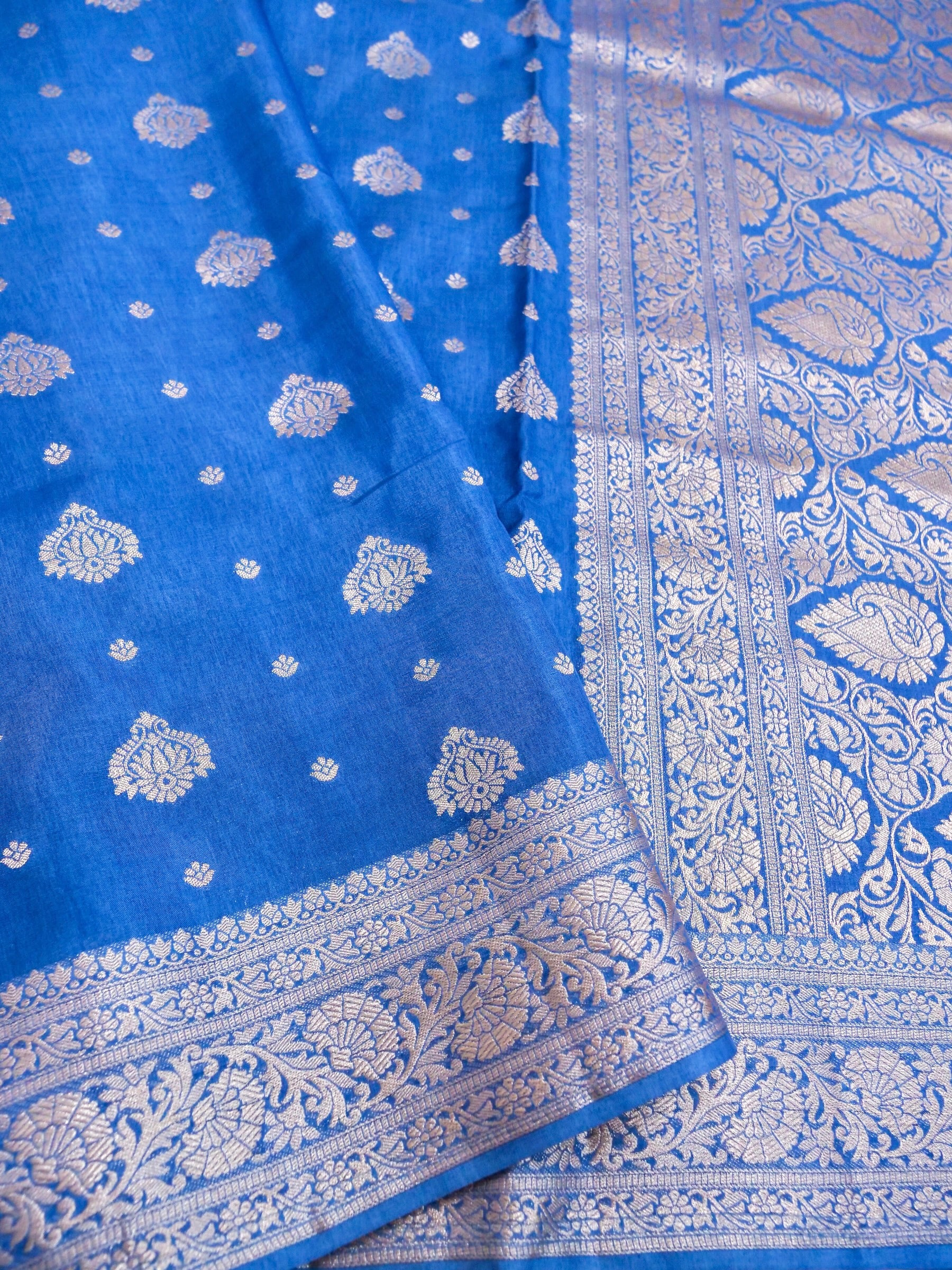 Sky Blue Banarasi silk saree