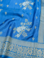 Azure Blue Banarasi Viscose Dola Silk Saree